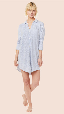 Simple Stripe Pima Knit Night Shirt